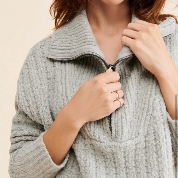 We The Free Womens Colorado Half Zip Shawl Collar Sweater Gray Large - Picture 4 of 12